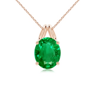 12x10mm AAA Oval Emerald Solitaire Pendant in Rose Gold