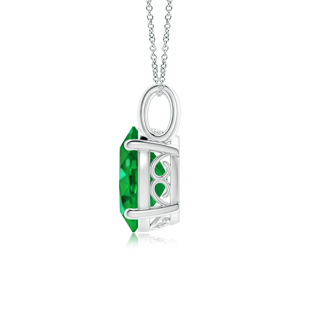 12x10mm AAA Oval Emerald Solitaire Pendant in White Gold Side 199