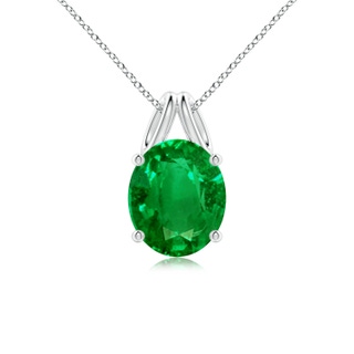 12x10mm AAAA Oval Emerald Solitaire Pendant in P950 Platinum