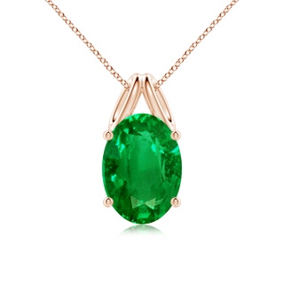 14x10mm AAAA Oval Emerald Solitaire Pendant in Rose Gold