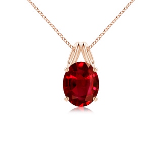 10x8mm AAAA Oval Ruby Solitaire Pendant in Rose Gold