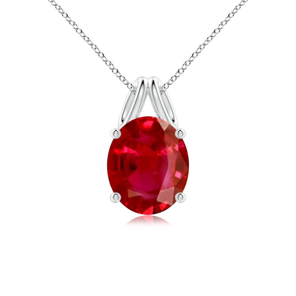 12x10mm AAA Oval Ruby Solitaire Pendant in White Gold