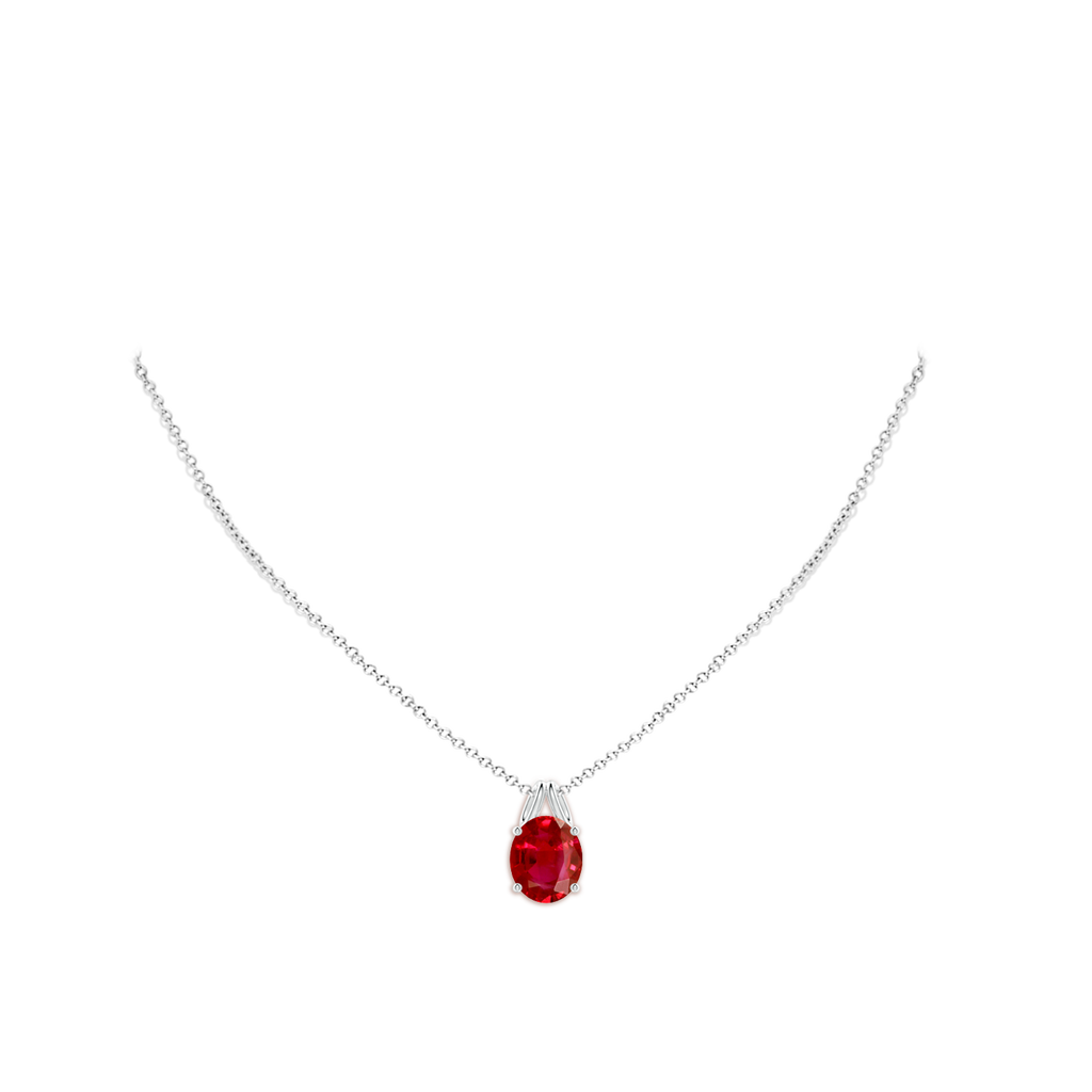 12x10mm AAA Oval Ruby Solitaire Pendant in White Gold pen