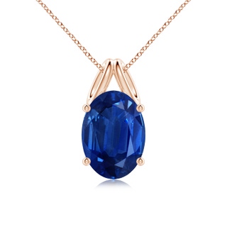 14x10mm AAA Oval Blue Sapphire Solitaire Pendant in Rose Gold