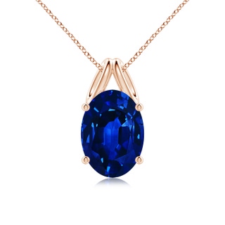 14x10mm AAAA Oval Blue Sapphire Solitaire Pendant in Rose Gold