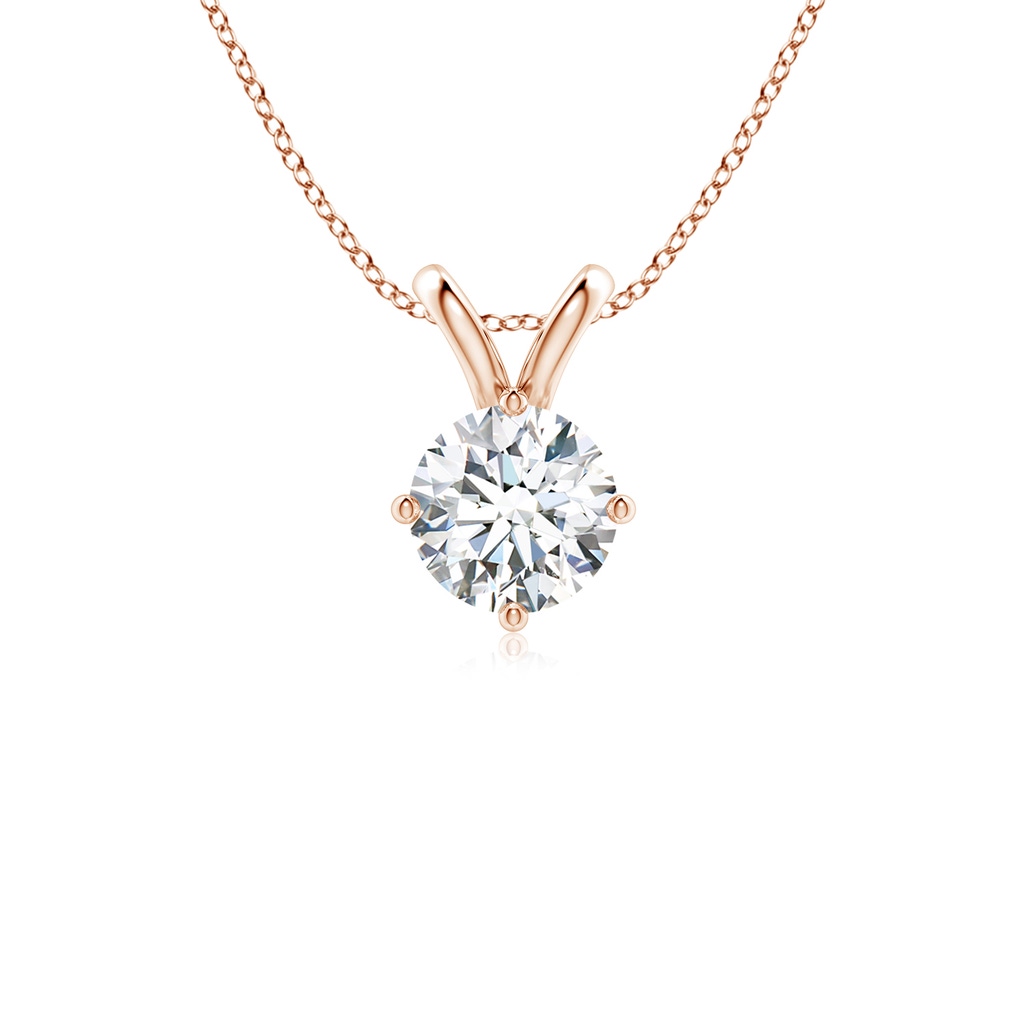 6.4mm GVS2 Round Diamond Solitaire V-Bale Pendant in Rose Gold