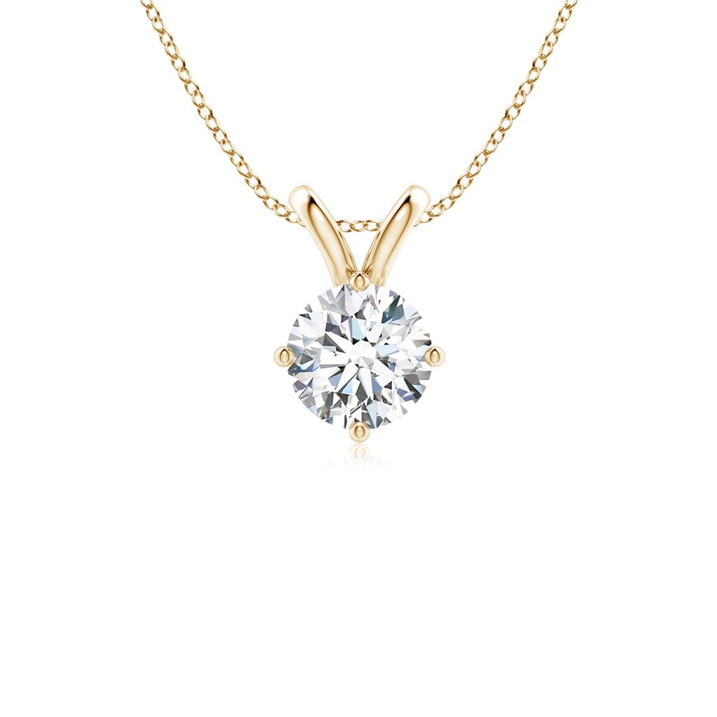 6.4mm GVS2 Round Diamond Solitaire V-Bale Pendant in Yellow Gold