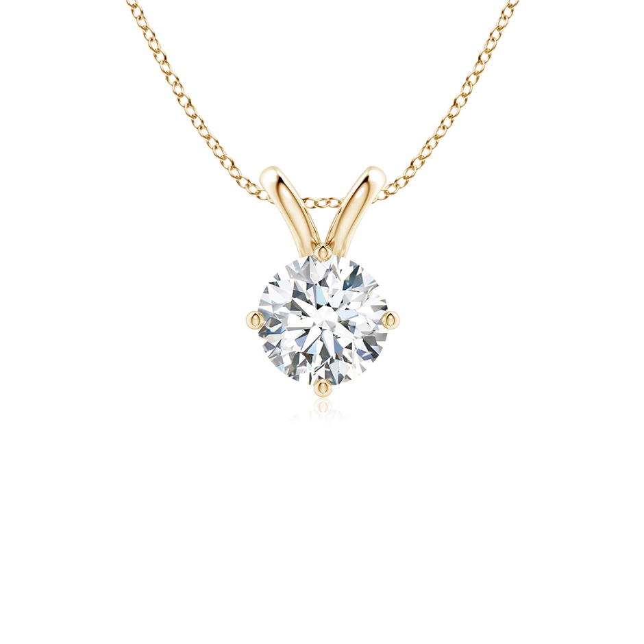 6.4mm GVS2 Round Diamond Solitaire V-Bale Pendant in Yellow Gold 