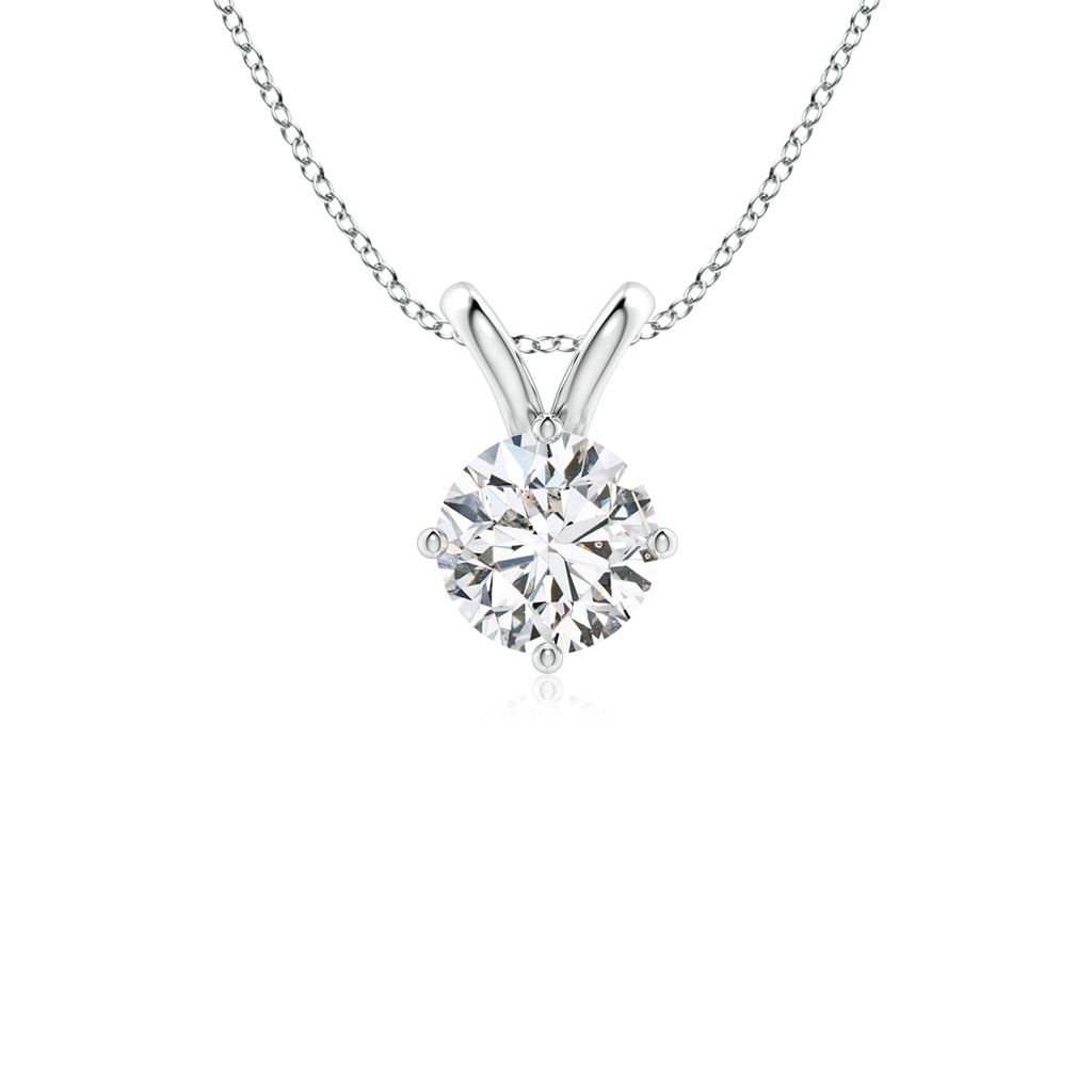 6.4mm HSI2 Round Diamond Solitaire V-Bale Pendant in White Gold
