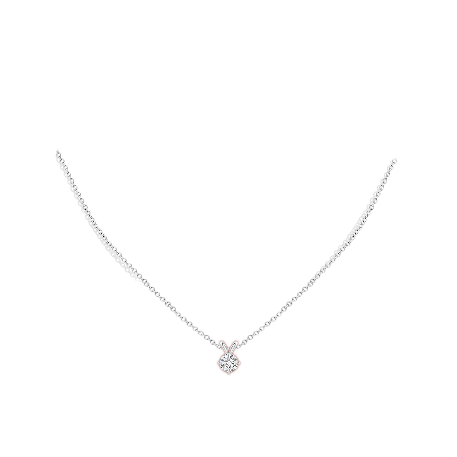 6.4mm HSI2 Round Diamond Solitaire V-Bale Pendant in White Gold pen