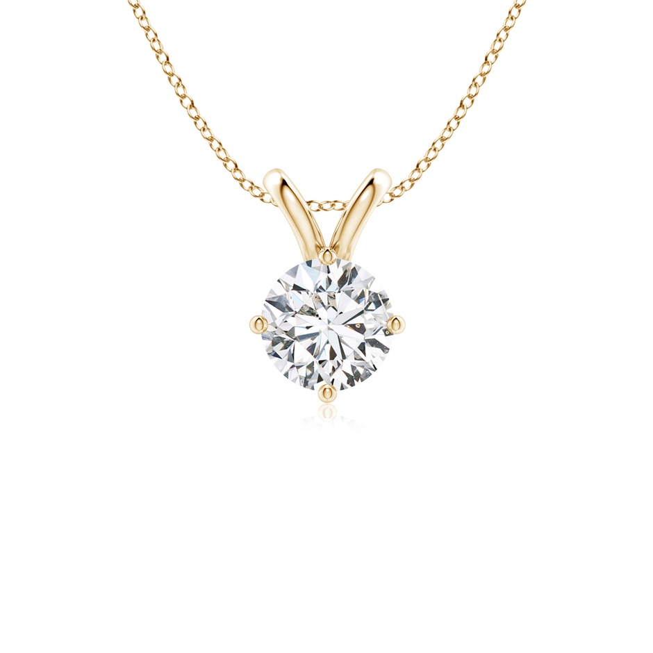 6.4mm HSI2 Round Diamond Solitaire V-Bale Pendant in Yellow Gold 