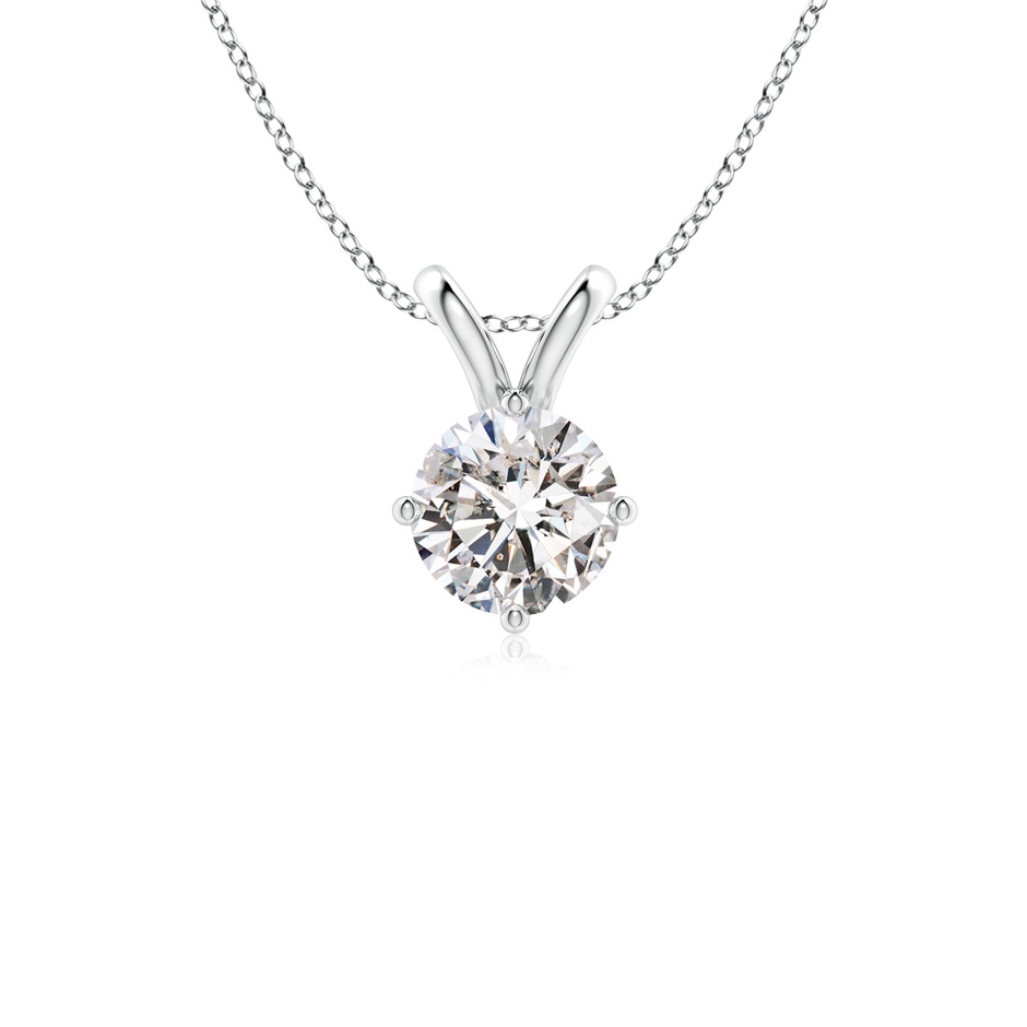 6.4mm IJI1I2 Round Diamond Solitaire V-Bale Pendant in White Gold 