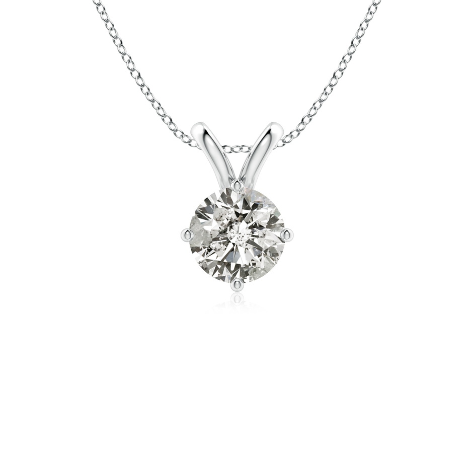 6.4mm KI3 Round Diamond Solitaire V-Bale Pendant in White Gold 