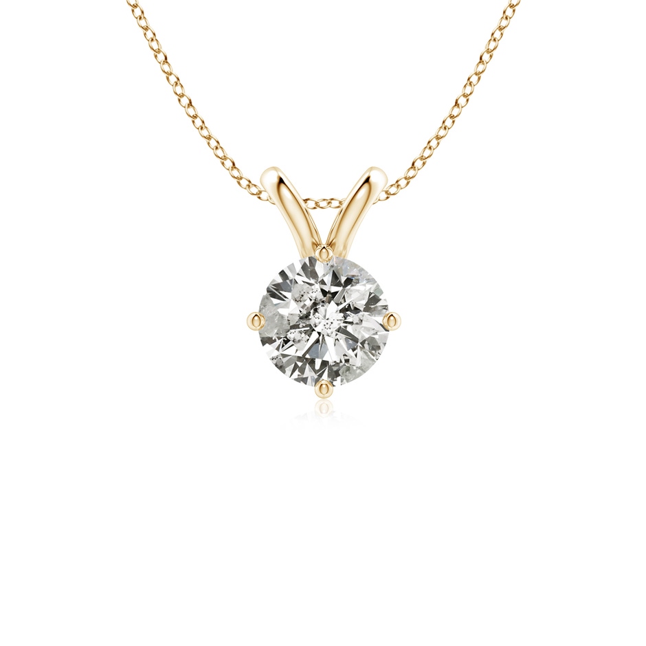 6.4mm KI3 Round Diamond Solitaire V-Bale Pendant in Yellow Gold 