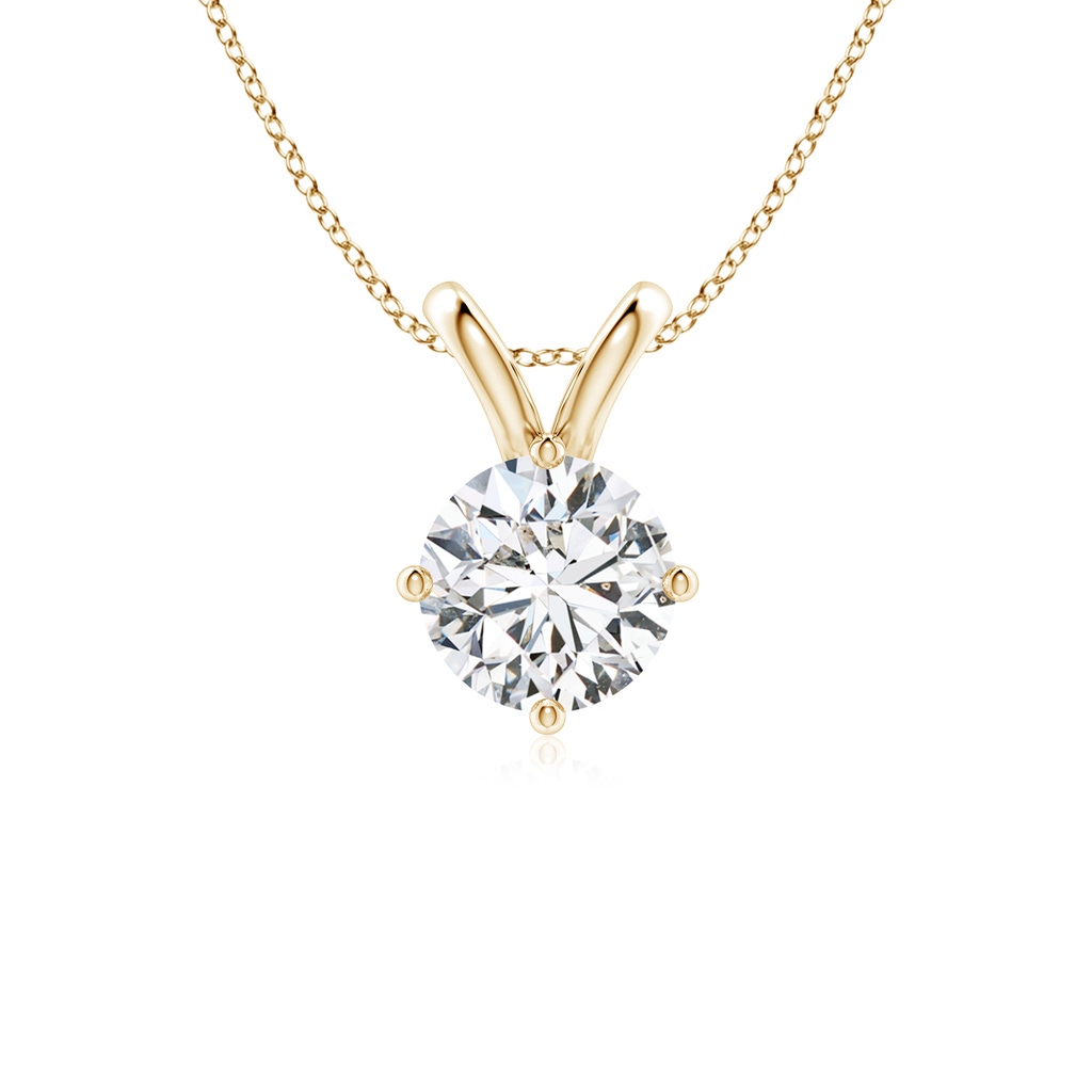 7.4mm HSI2 Round Diamond Solitaire V-Bale Pendant in Yellow Gold