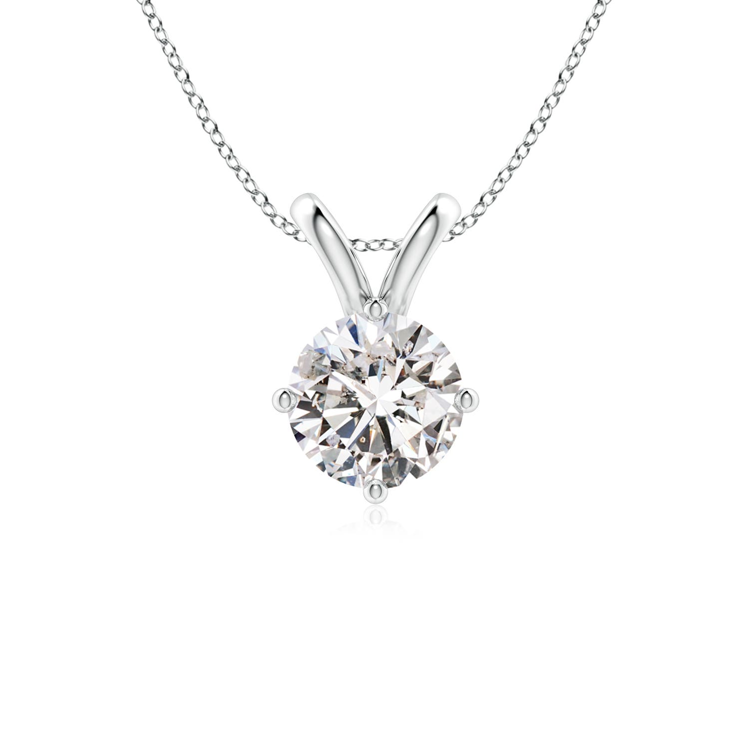 7.4mm IJI1I2 Round Diamond Solitaire V-Bale Pendant in 18CT White Gold