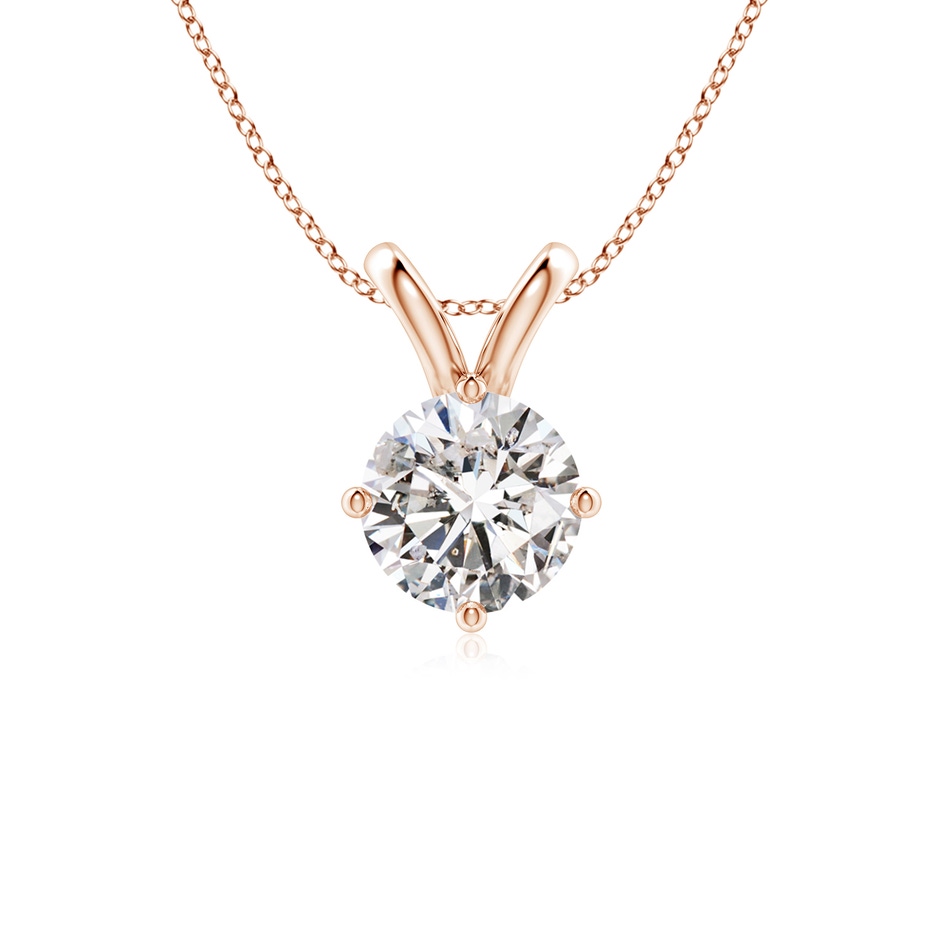 7.4mm IJI1I2 Round Diamond Solitaire V-Bale Pendant in Rose Gold 