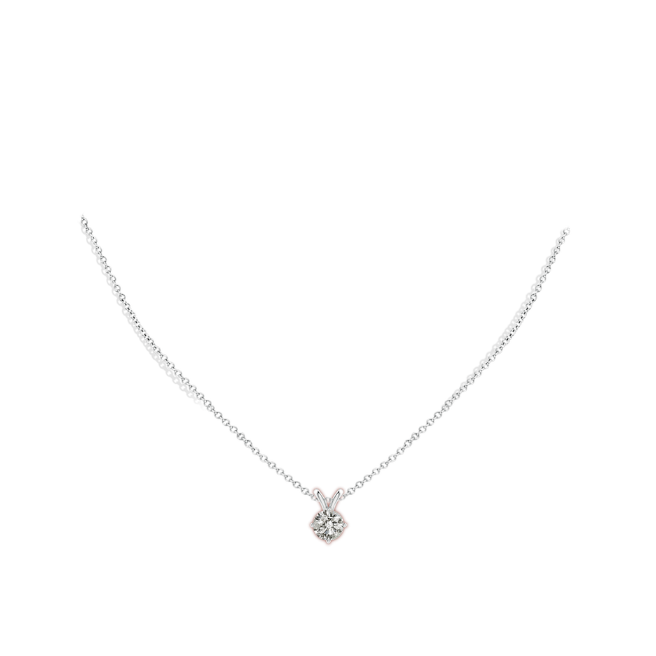 7.4mm KI3 Round Diamond Solitaire V-Bale Pendant in White Gold pen