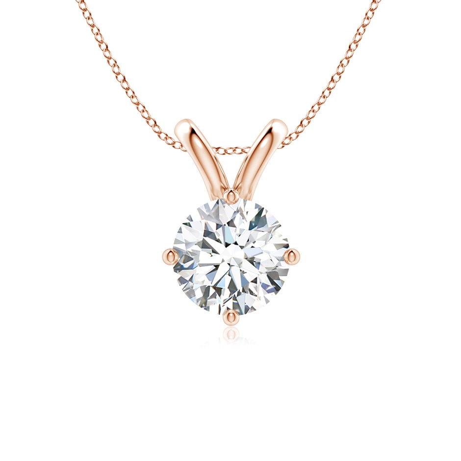 8mm GVS2 Round Diamond Solitaire V-Bale Pendant in Rose Gold 