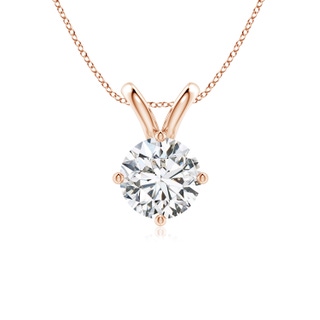 8mm HSI2 Round Diamond Solitaire V-Bale Pendant in Rose Gold