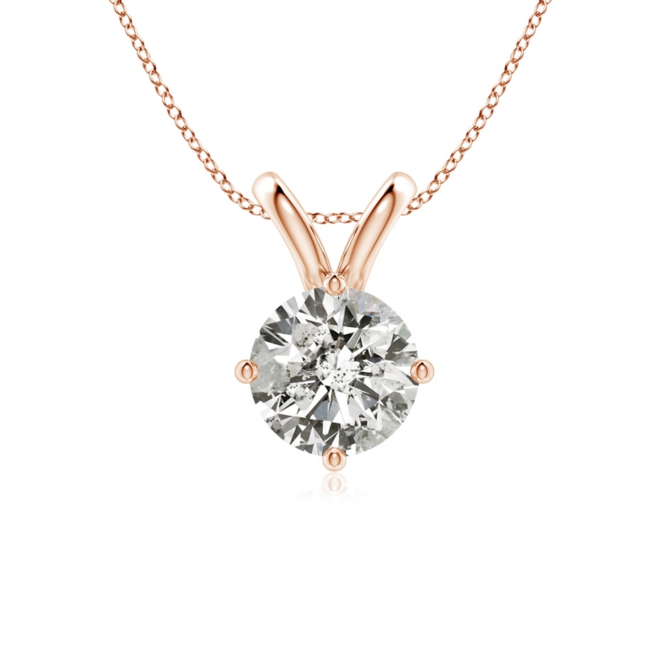 8mm KI3 Round Diamond Solitaire V-Bale Pendant in Rose Gold 