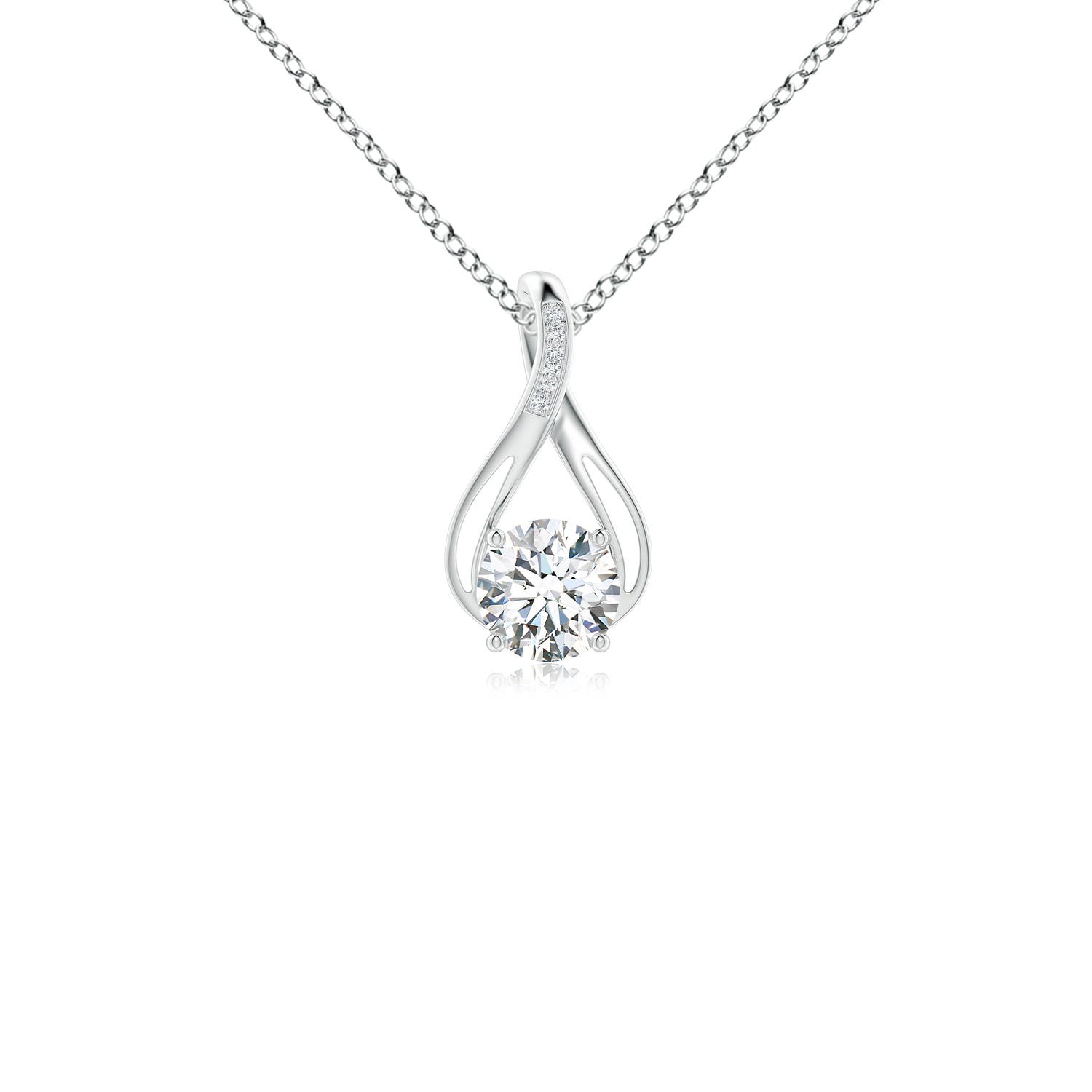 6.4mm GVS2 Round Diamond Infinity Twist Pendant with Accents in 18CT White Gold