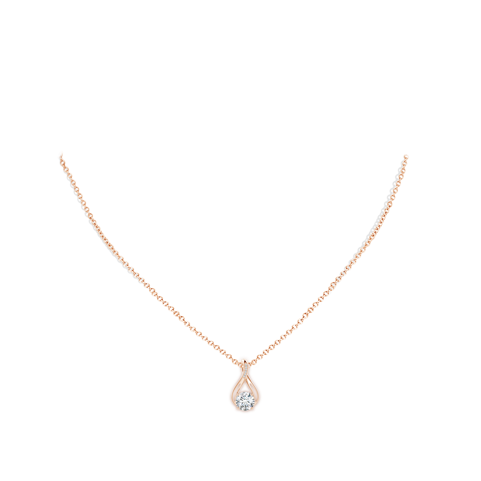 6.4mm GVS2 Round Diamond Infinity Twist Pendant with Accents in Rose Gold pen