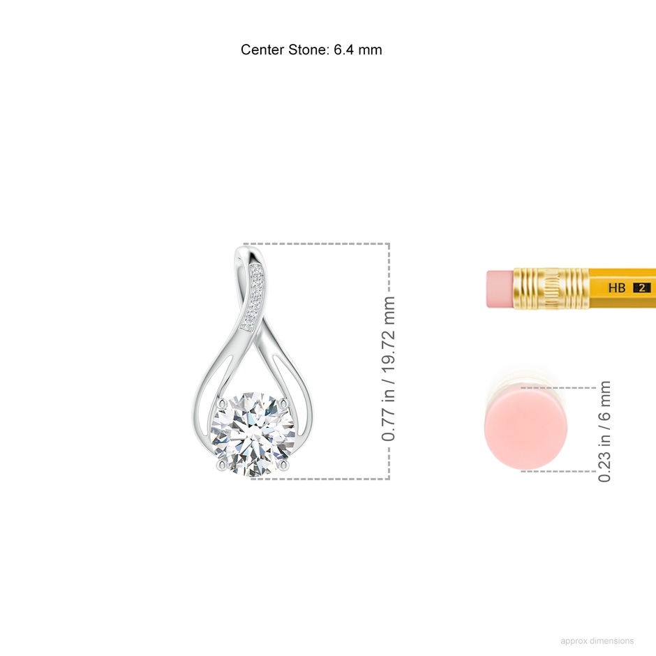 6.4mm GVS2 Round Diamond Infinity Twist Pendant with Accents in White Gold ruler