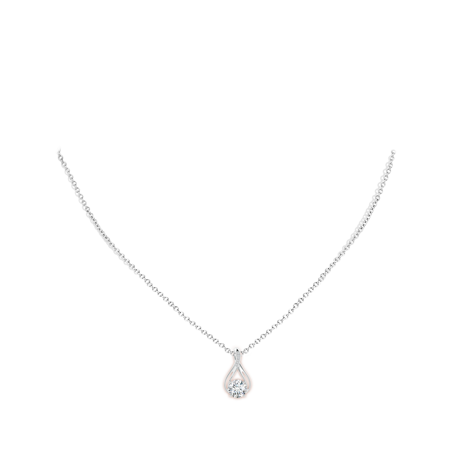 6.4mm GVS2 Round Diamond Infinity Twist Pendant with Accents in White Gold pen