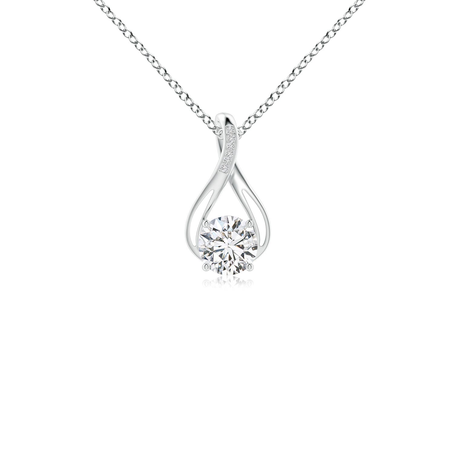 6.4mm HSI2 Round Diamond Infinity Twist Pendant with Accents in 18CT White Gold