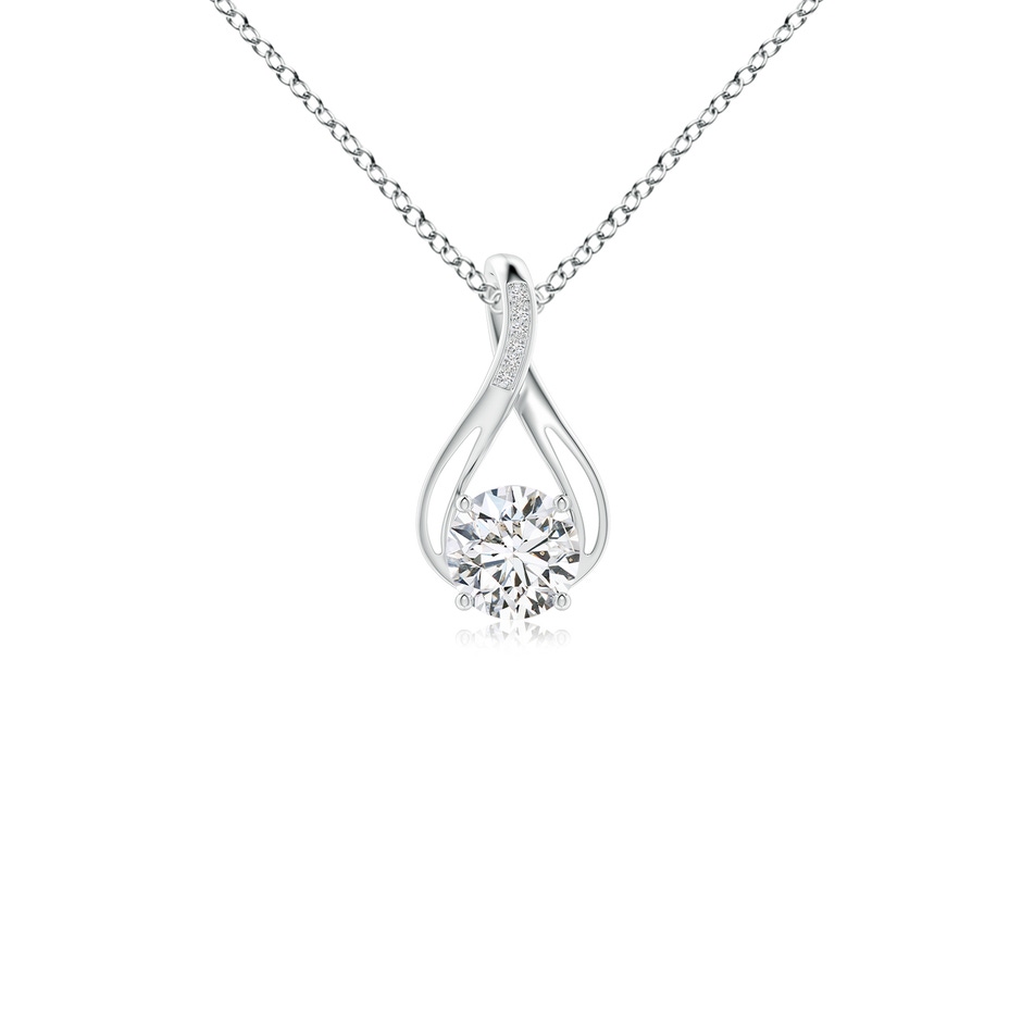 6.4mm HSI2 Round Diamond Infinity Twist Pendant with Accents in 18K White Gold 