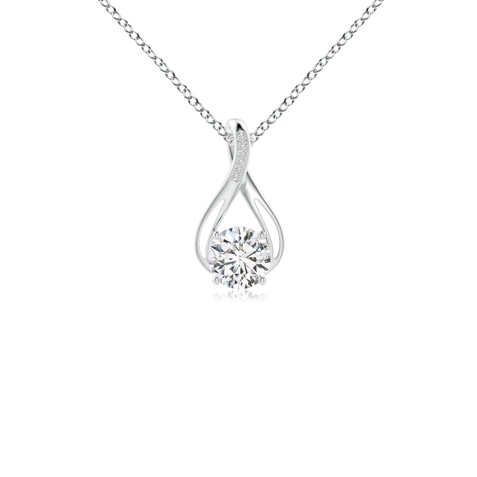 6.4mm HSI2 Round Diamond Infinity Twist Pendant with Accents in White Gold 