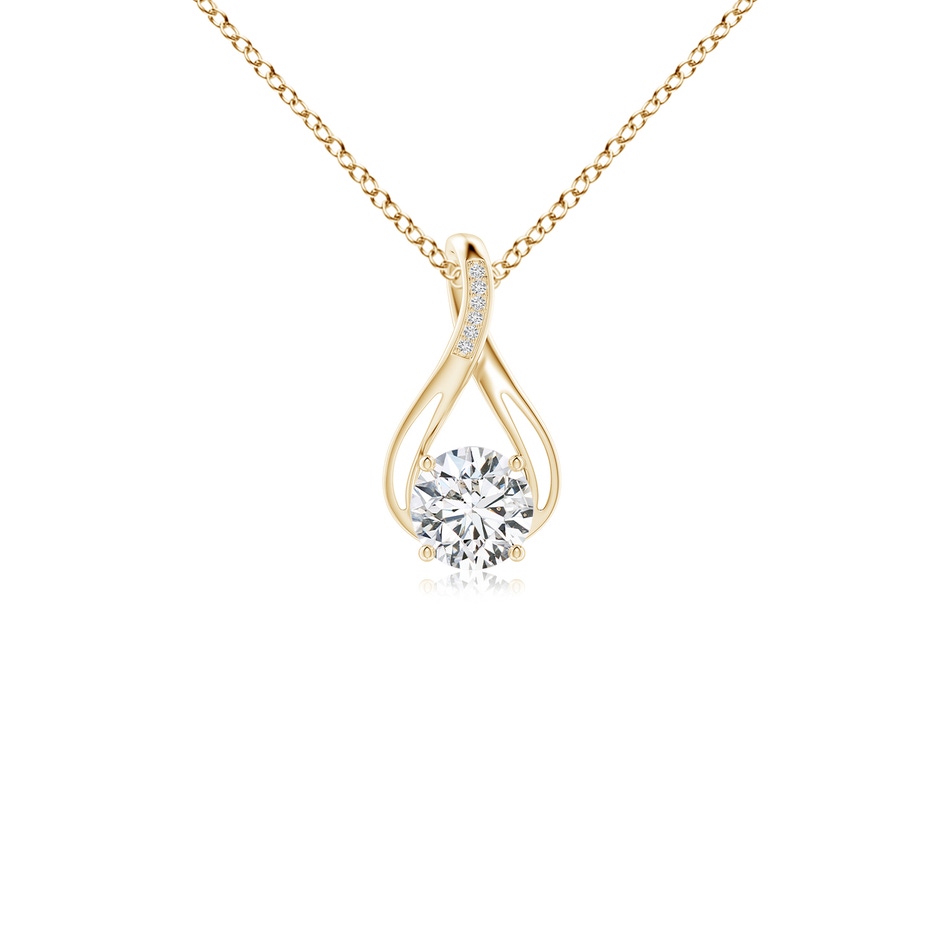 6.4mm HSI2 Round Diamond Infinity Twist Pendant with Accents in Yellow Gold 