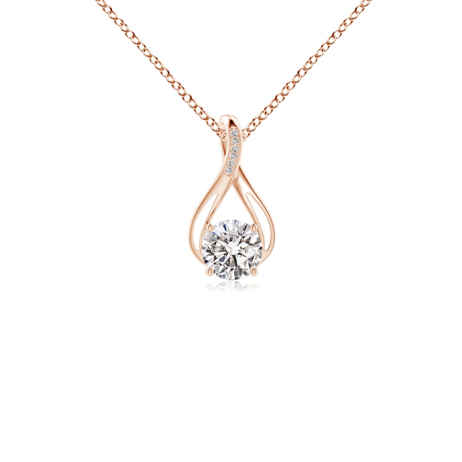 6.4mm IJI1I2 Round Diamond Infinity Twist Pendant with Accents in Rose Gold 