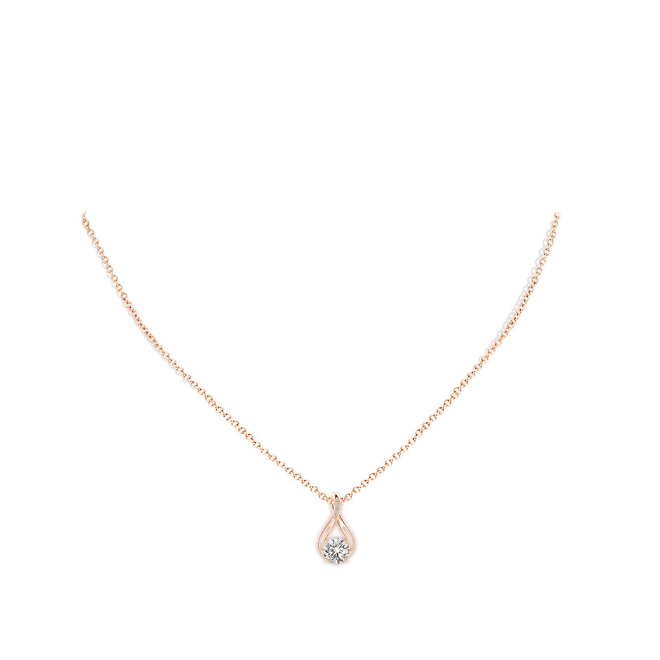 6.4mm IJI1I2 Round Diamond Infinity Twist Pendant with Accents in Rose Gold pen