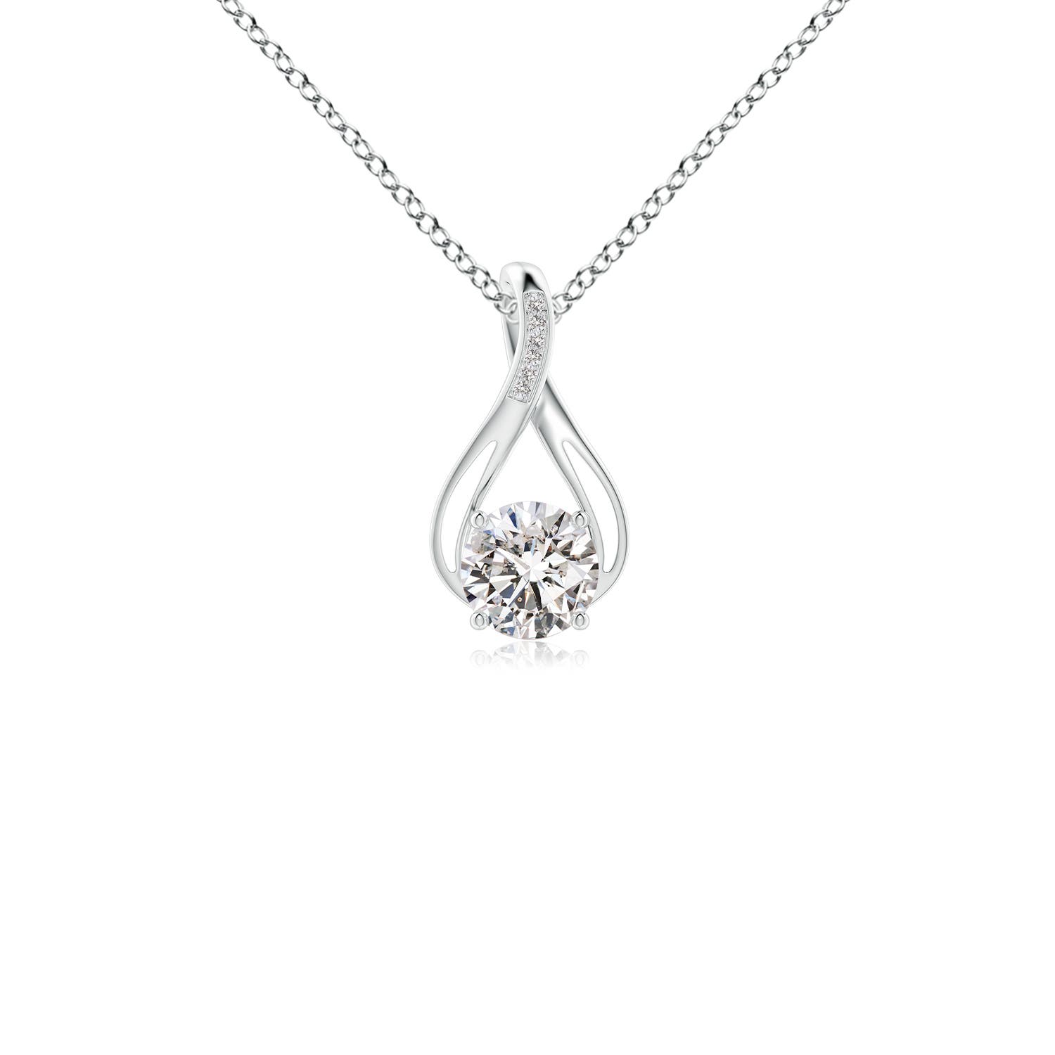 6.4mm IJI1I2 Round Diamond Infinity Twist Pendant with Accents in White Gold