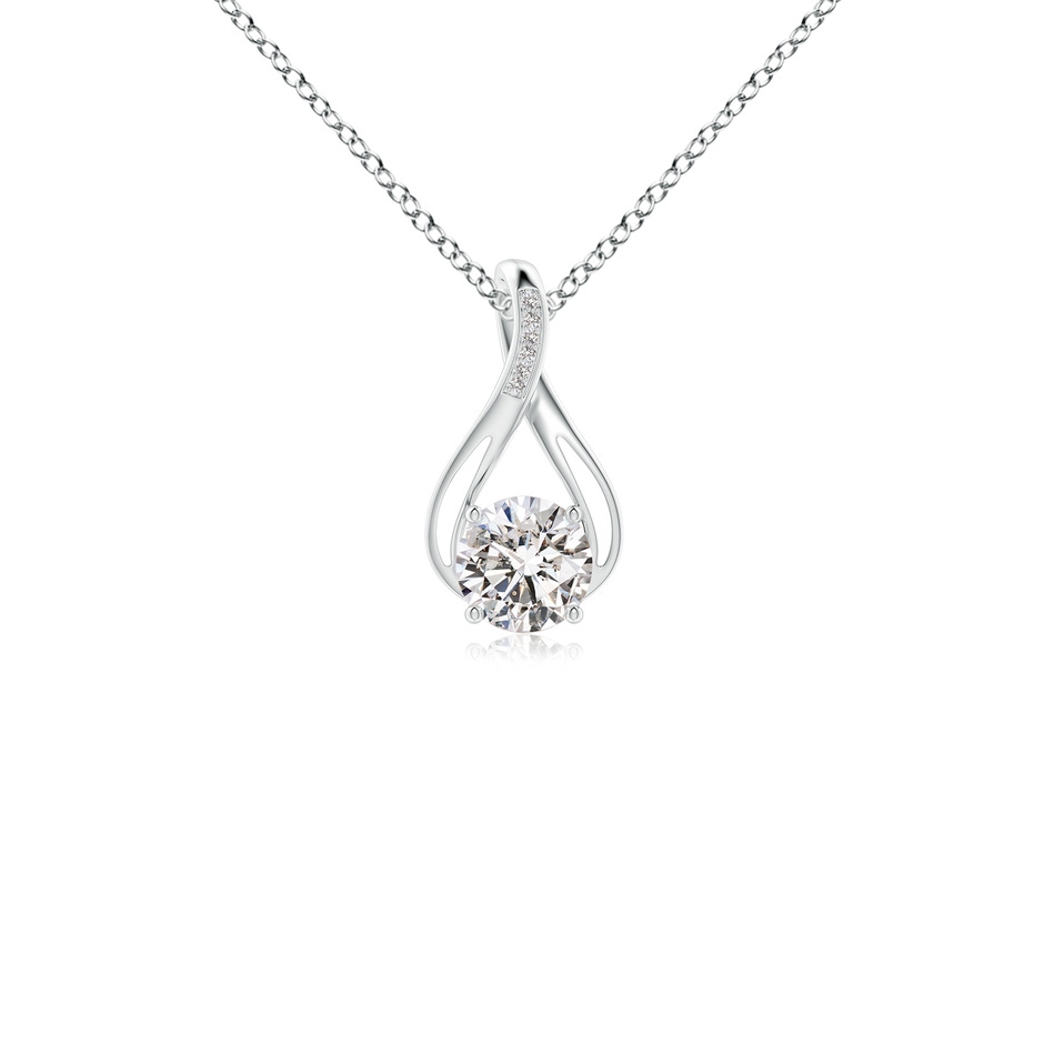 6.4mm IJI1I2 Round Diamond Infinity Twist Pendant with Accents in White Gold 