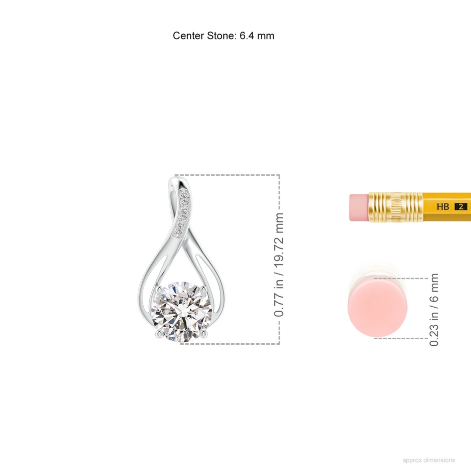 6.4mm IJI1I2 Round Diamond Infinity Twist Pendant with Accents in White Gold ruler