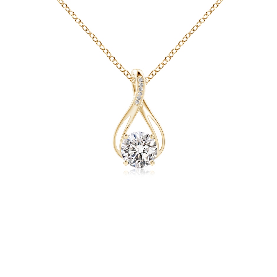 6.4mm IJI1I2 Round Diamond Infinity Twist Pendant with Accents in Yellow Gold 