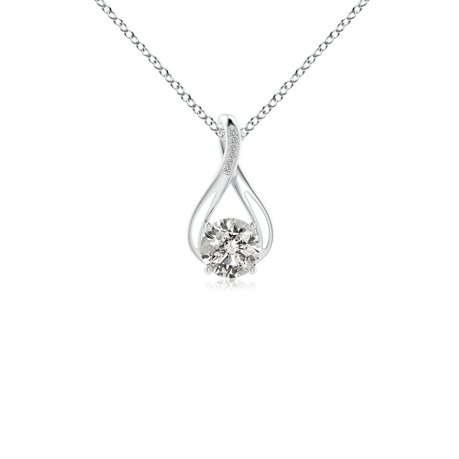 6.4mm KI3 Round Diamond Infinity Twist Pendant with Accents in White Gold 