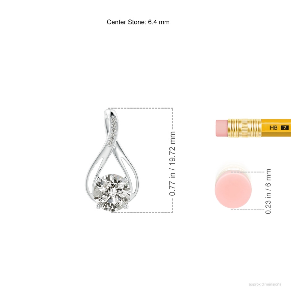 6.4mm KI3 Round Diamond Infinity Twist Pendant with Accents in White Gold ruler