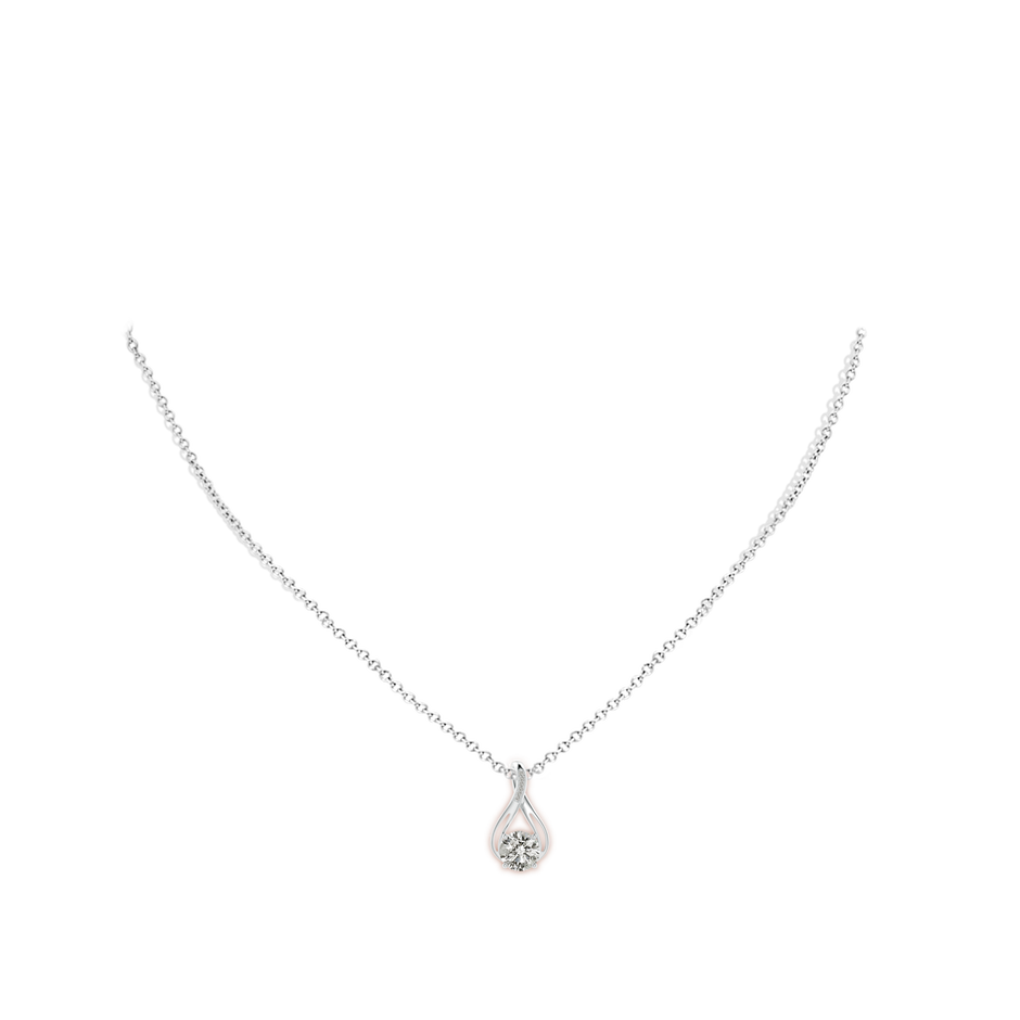 6.4mm KI3 Round Diamond Infinity Twist Pendant with Accents in White Gold pen