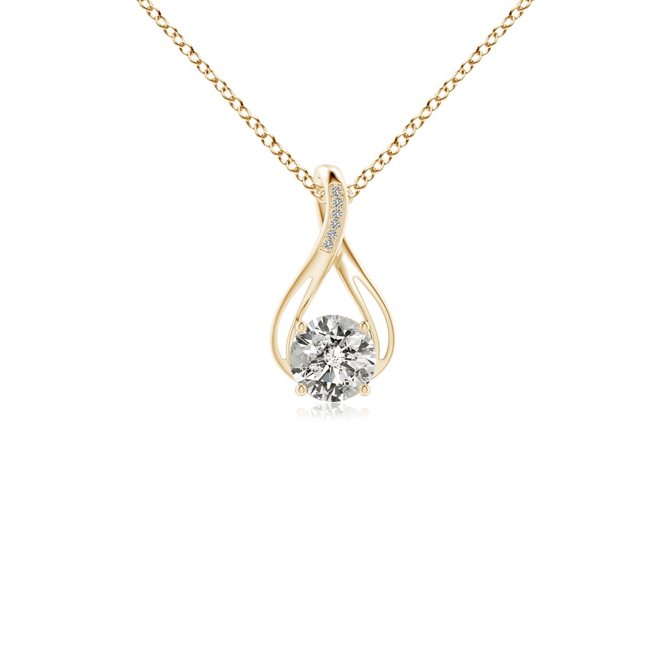 6.4mm KI3 Round Diamond Infinity Twist Pendant with Accents in Yellow Gold 