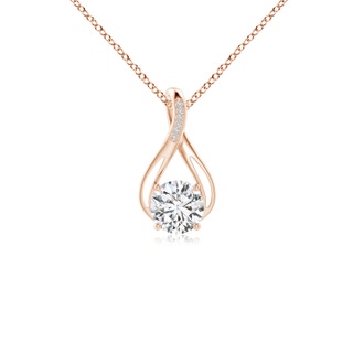 7.4mm HSI2 Round Diamond Infinity Twist Pendant with Accents in 10K Rose Gold