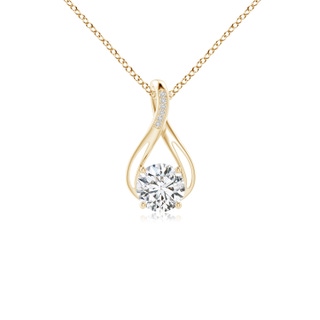 7.4mm HSI2 Round Diamond Infinity Twist Pendant with Accents in Yellow Gold