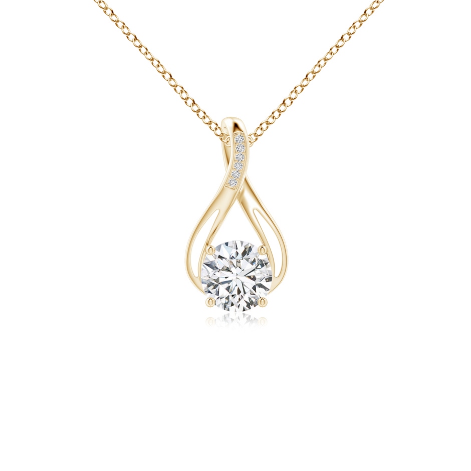 7.4mm HSI2 Round Diamond Infinity Twist Pendant with Accents in Yellow Gold 