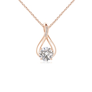 7.4mm IJI1I2 Round Diamond Infinity Twist Pendant with Accents in Rose Gold