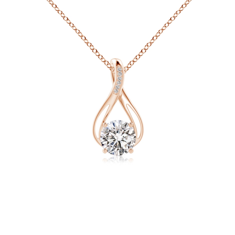 7.4mm IJI1I2 Round Diamond Infinity Twist Pendant with Accents in Rose Gold 