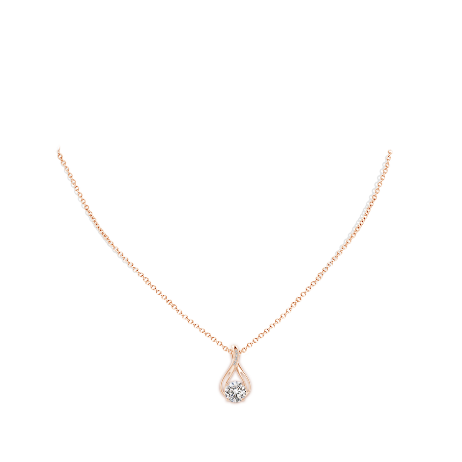 7.4mm IJI1I2 Round Diamond Infinity Twist Pendant with Accents in Rose Gold pen