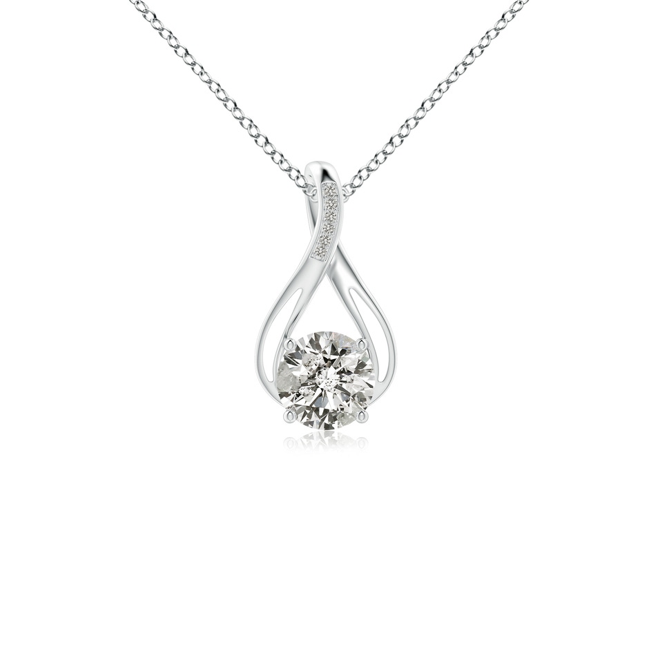 7.4mm KI3 Round Diamond Infinity Twist Pendant with Accents in White Gold 